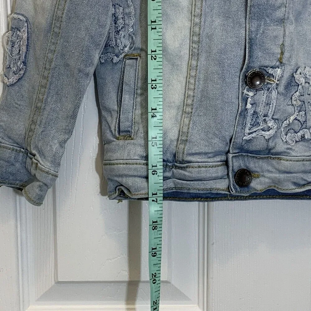 Evolution In Design Denim Jacket Youth Size 5 M Blue Acid Wash Distressed
